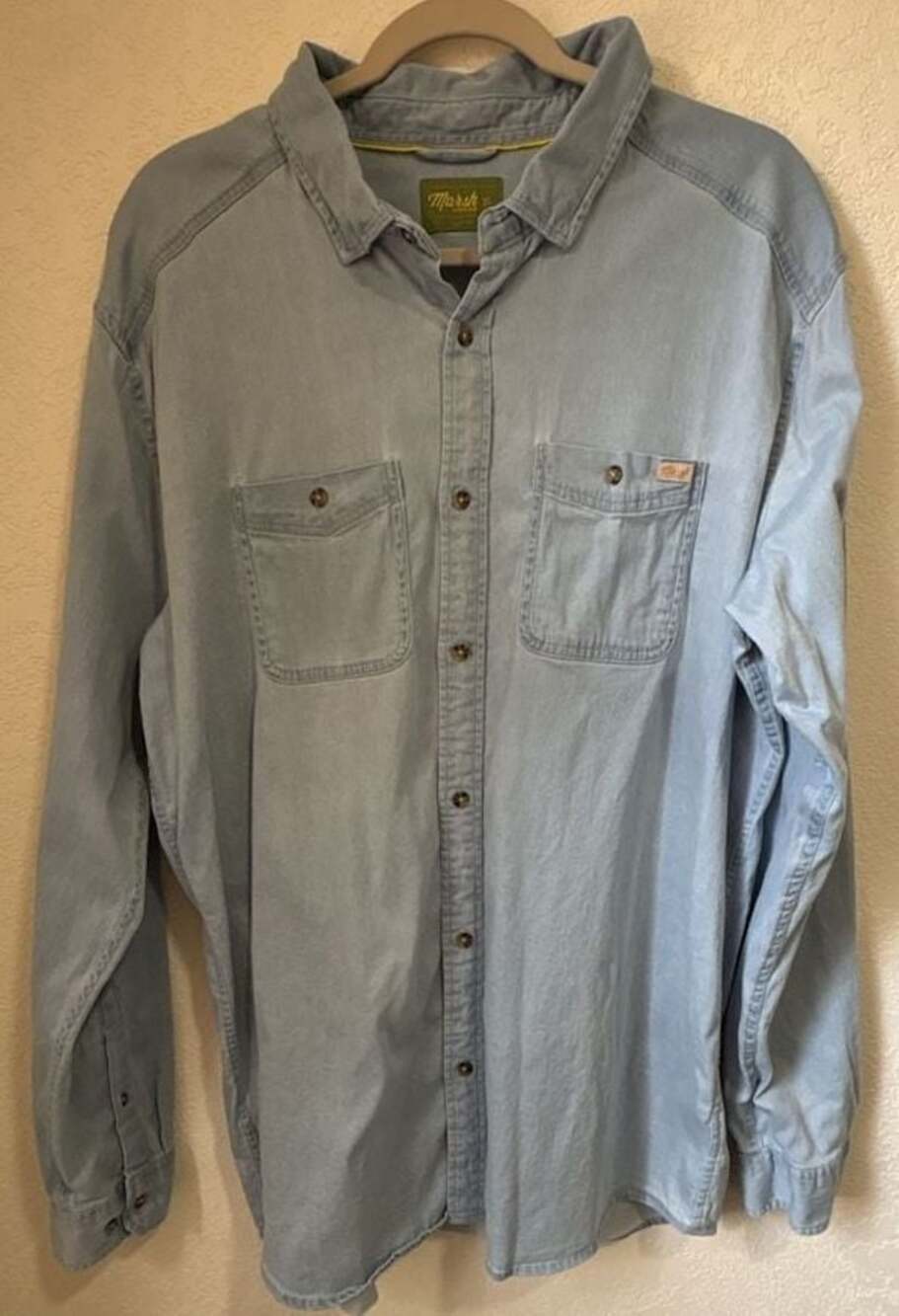 Marsh Wear Delray Denim Men's Long Sleeve Chambray Button-Down Shirt, Size XL, B